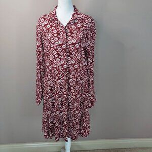 Indi & Cold Sam Sebastian Motif Print Long Sleeve Midi Dress Size Small NWOT